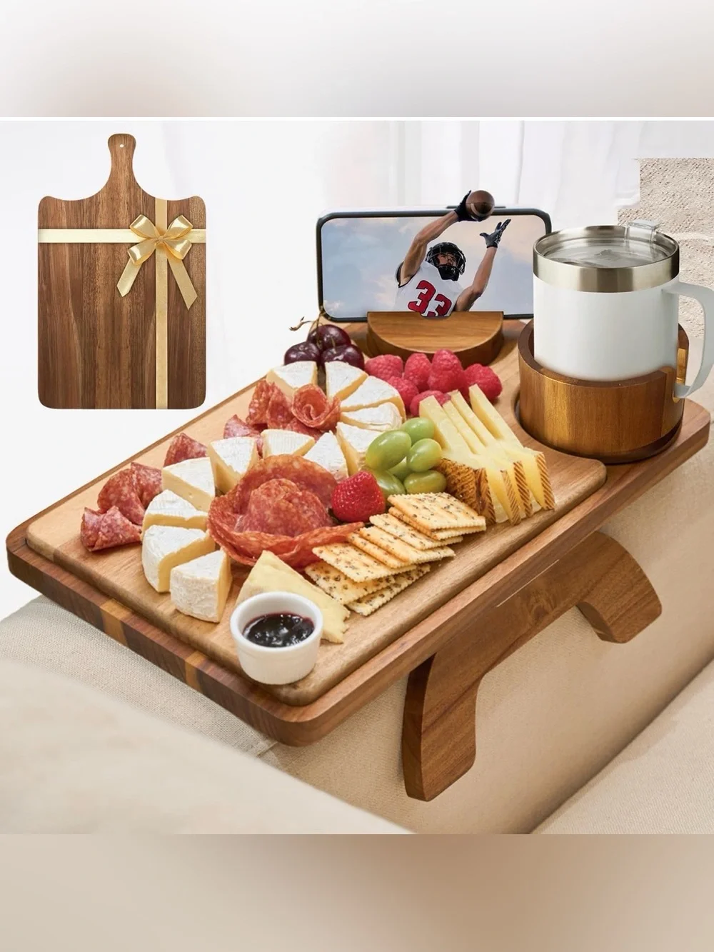 Wooden Cheese Board Serving Platter - Natural Brown